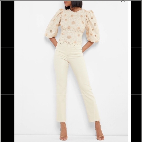 Express Embroidered Eyelet Open Back Top Sz XL - Picture 14 of 15